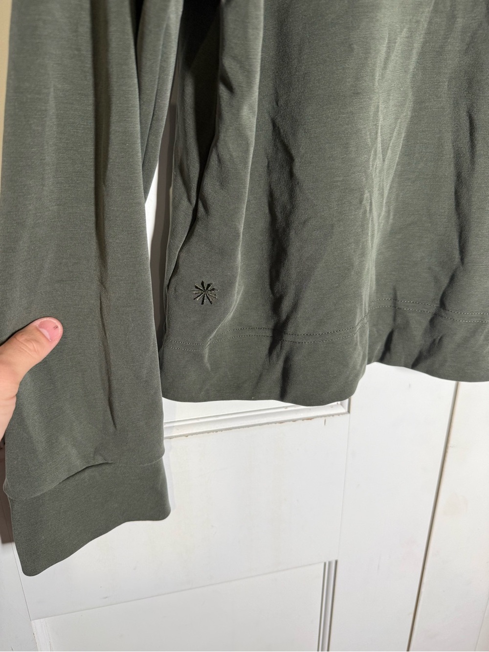 Athleta Seasoft Quarter Zip Sweatshirt Elm Green Size XL Super Soft Pullover - Picture 8 of 9